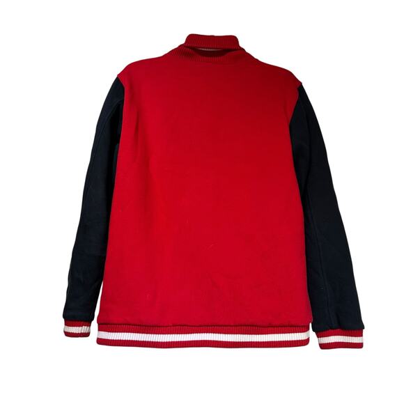 Vintage Diamond Varsity Jacket Red Black 1998 Embroidered Snap Button Size M - Picture 2 of 5